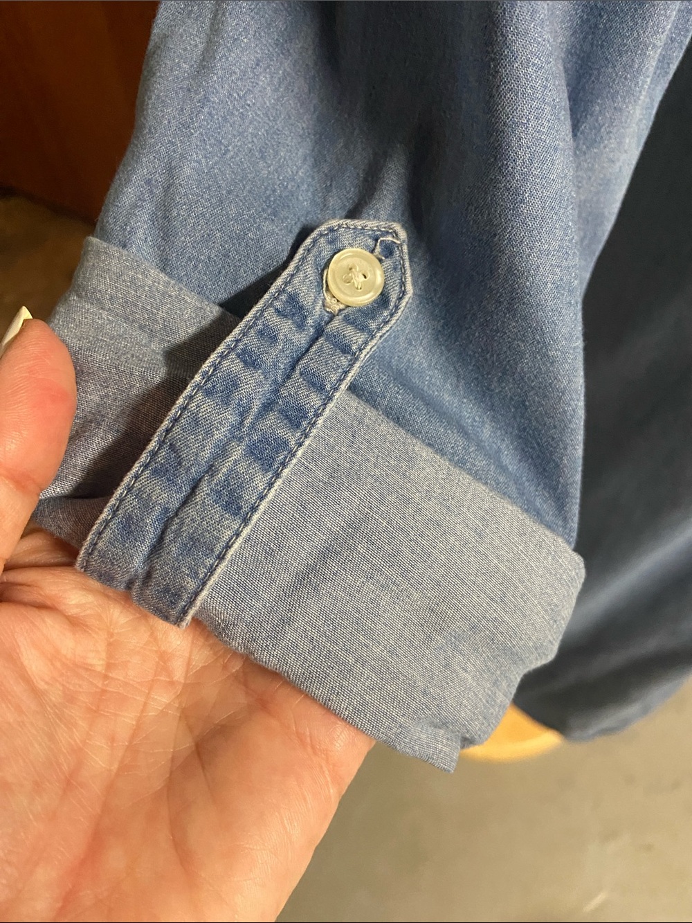 OLD NAVY Light Blue Denim Shirt Dress - Classic Casual Large Roll Up Sleeves - Picture 2 of 4
